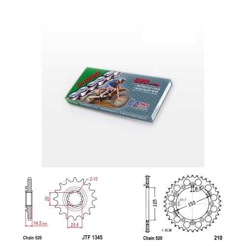 Řetězová sada s ČZ O-ring HONDA CRF 450 X rok 19-25