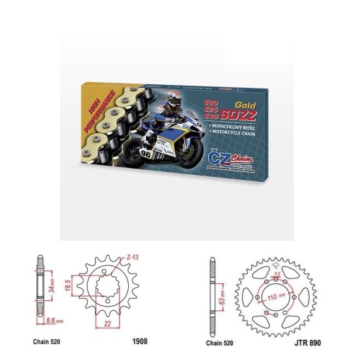 Řetězová sada s ČZ HX-ring GOLD HUSQVARNA 401 Svartpilen rok 17-24