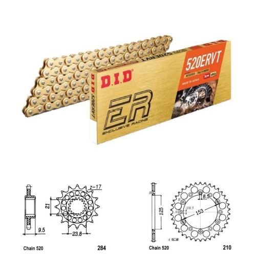 DID Řetězová sada D.I.D X.ring Exclusive Racing GOLD HONDA CRF 450 R rok 19-25