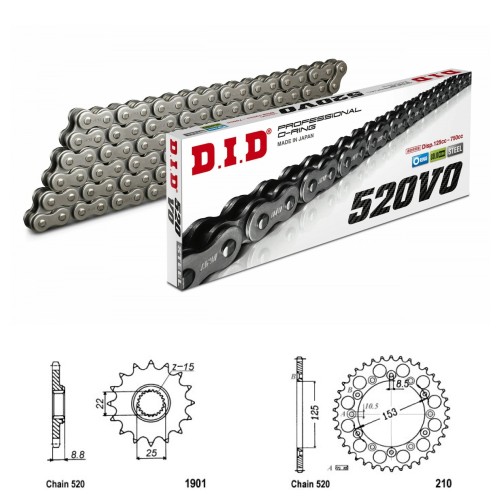 DID Řetězová sada D.I.D O-ring BETA 480 RR rok 20-22