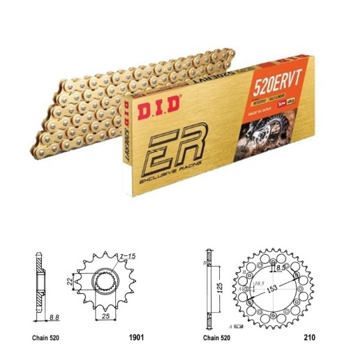 DID Řetězová sada D.I.D X.ring Exclusive Racing GOLD BETA 480 RR rok 20-22