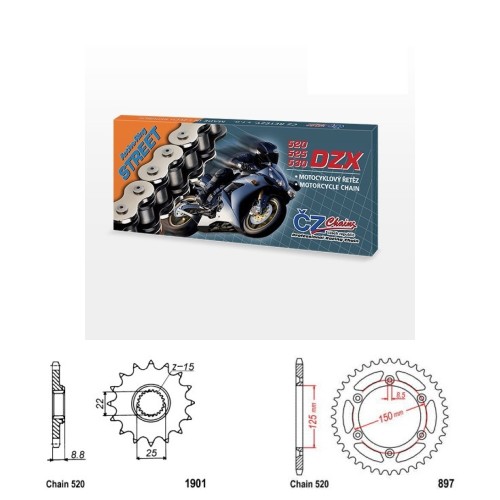 Řetězová sada s ČZ X-ring KTM 300 EXC rok 06-23