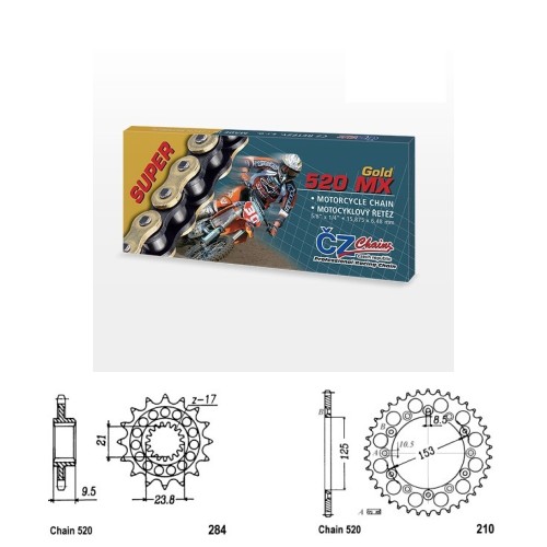 Řetězová sada s ČZ MX GOLD HONDA CRF 250 R rok 22-25