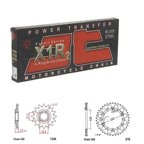 Řetězová sada JT X-ring HONDA CRF 250 X rok 19-21