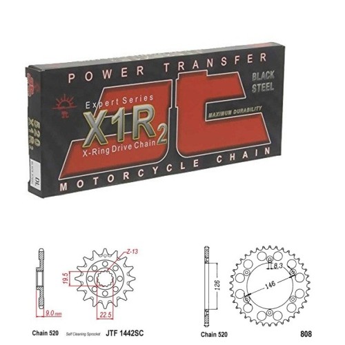 Řetězová sada JT X-ring SUZUKI RM-Z 250 rok 21-26