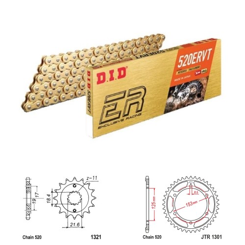 DID Řetězová sada D.I.D X.ring Exclusive Racing GOLD HONDA CRF 300 L rok 21-25
