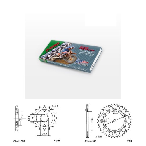 Řetězová sada s ČZ O-ring HONDA CRF 250 F rok 19-25