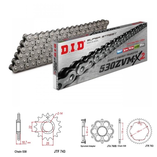 DID Řetězová sada D.I.D XX-ring DUCATI 1260 Multistrada rok 18-22