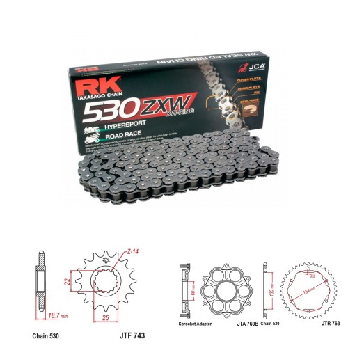 Řetězová sada RK ZW-ring DUCATI 1260 Multistrada rok 18-22