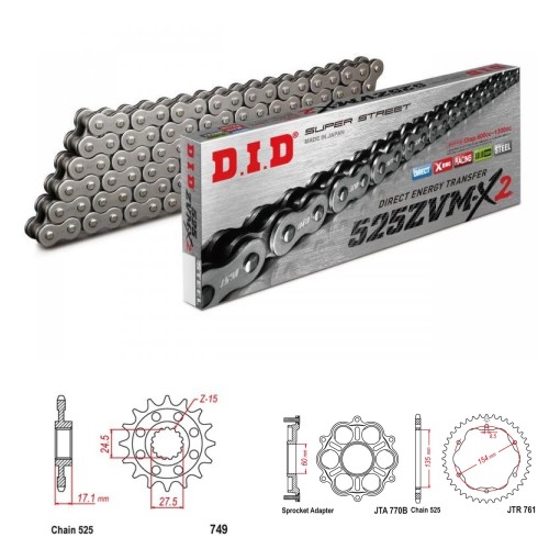 DID Řetězová sada D.I.D XX-ring DUCATI 1199 Panigale R rok 13-17