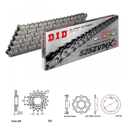 DID Řetězová sada D.I.D XX-ring DUCATI 1200 Monster rok 14-20