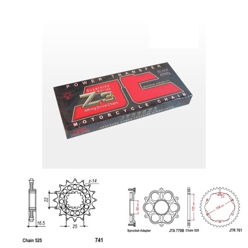 Řetězová sada JT ZX-ring DUCATI 1200 Monster rok 21-22