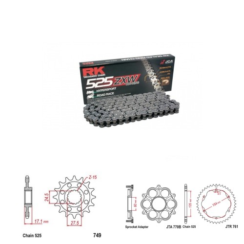 Řetězová sada RK ZW-ring DUCATI 1299 Panigale rok 15-19