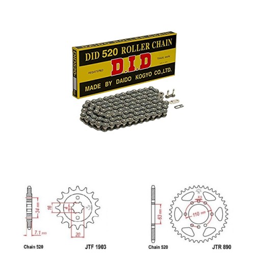 DID Řetězová sada D.I.D KTM 125 Duke rok 20-25