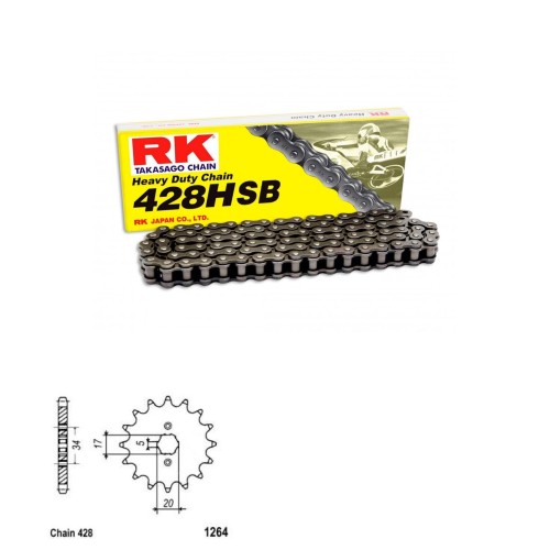 Řetězová sada RK HSB Heavy Duty HONDA CB 125 F rok 21-24