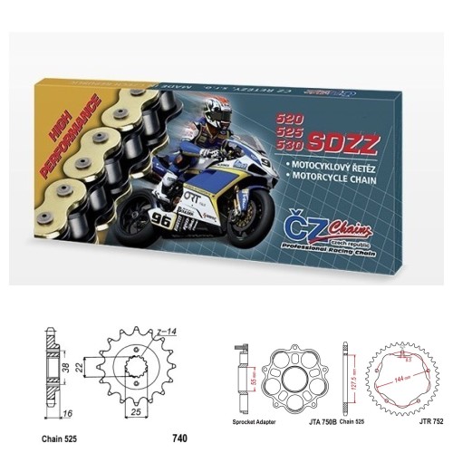 Řetězová sada s ČZ HX-ring Silver DUCATI 795 Monster rok 12-15