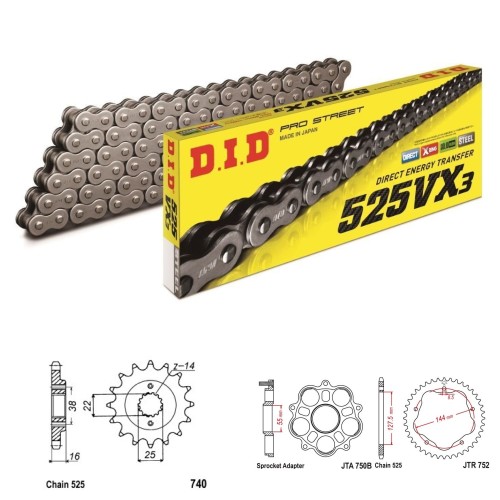 DID Řetězová sada D.I.D X-ring DUCATI 795 Monster rok 12-15