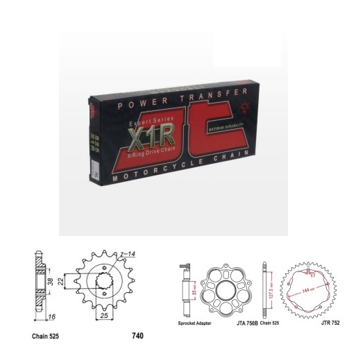 Řetězová sada JT X-ring DUCATI 795 Monster rok 12-15