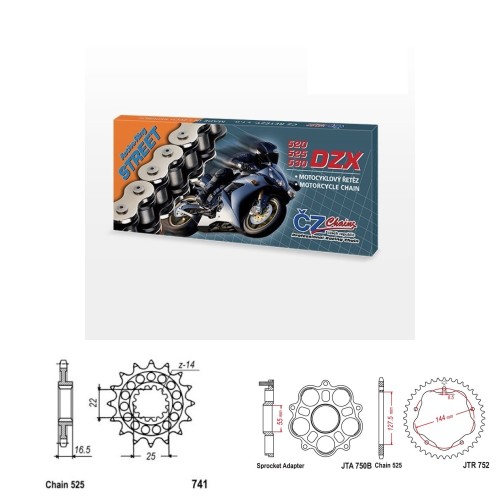 Řetězová sada s ČZ X-ring DUCATI 1100 Monster / EVO rok 09-13