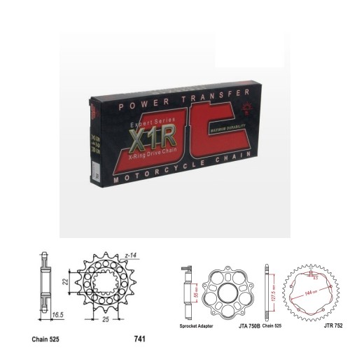 Řetězová sada JT X-ring DUCATI 1100 Monster / EVO rok 09-13