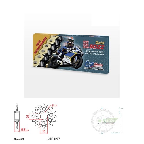 Řetězová sada s ČZ HX-ring GOLD HONDA XL 750 Transalp rok 23-25