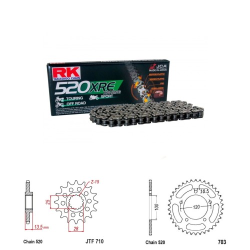Řetězová sada RK W-ring APRILIA RS 660 rok 21-26