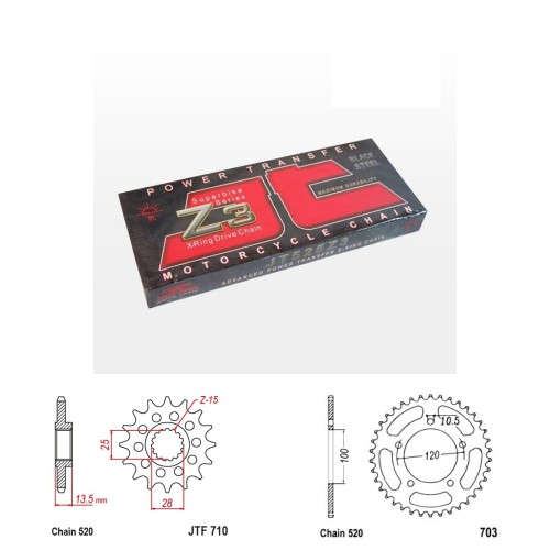 Řetězová sada JT ZX-ring APRILIA 660 Tuono rok 21-26