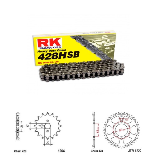 Řetězová sada RK HSB Heavy Duty HONDA CB 125 R rok 21-25