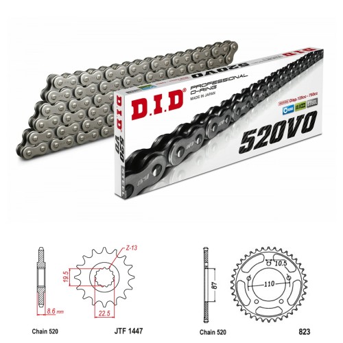 DID Řetězová sada D.I.D O-ring SUZUKI GSX 250 R rok 20-23