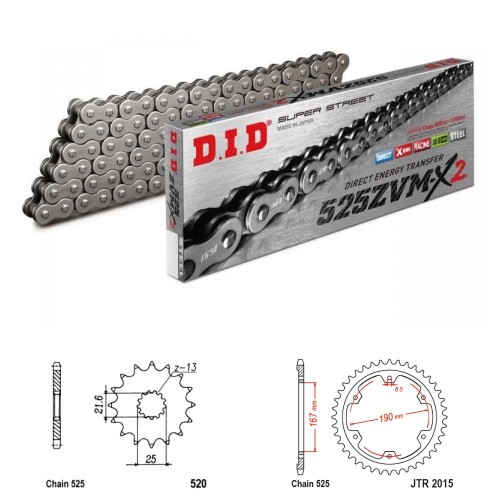 DID Řetězová sada D.I.D XX-ring TRIUMPH 850 Tiger Sport rok 21-25