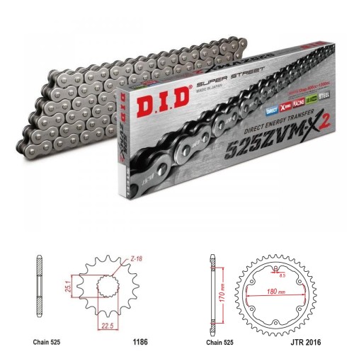 DID Řetězová sada D.I.D XX-ring TRIUMPH 1200 SPEED TRIPLE RS rok 21-23
