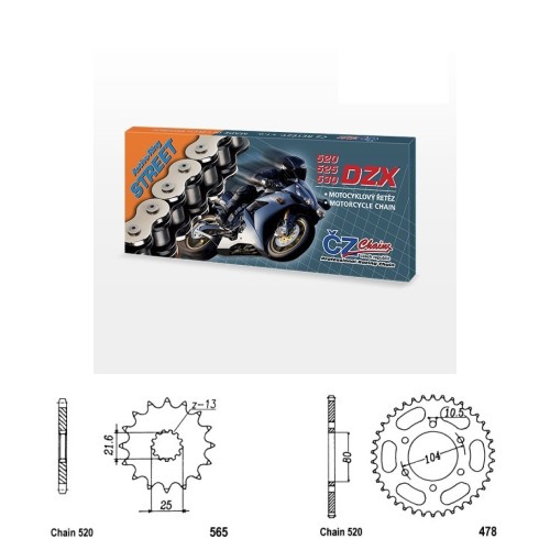Řetězová sada s ČZ X-ring KAWASAKI Z 650 RS rok 22-25