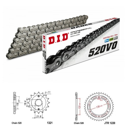 DID Řetězová sada D.I.D O-ring HONDA CB 300 R rok 22-25