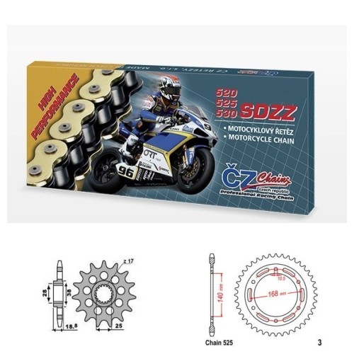 Řetězová sada s ČZ HX-ring Silver BMW F 800 R rok 09-10