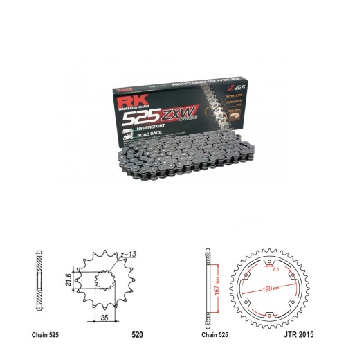 Řetězová sada RK ZW-ring TRIUMPH 800 Trident rok 25-26