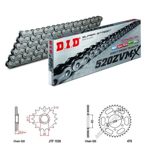 DID Řetězová sada D.I.D XX-ring KAWASAKI ZXR 400 (ZX-4) rok 24-26