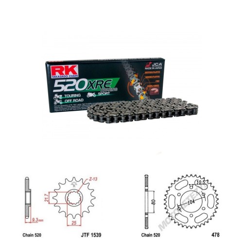 Řetězová sada RK W-ring KAWASAKI ZXR 400 (ZX-4) rok 24-26