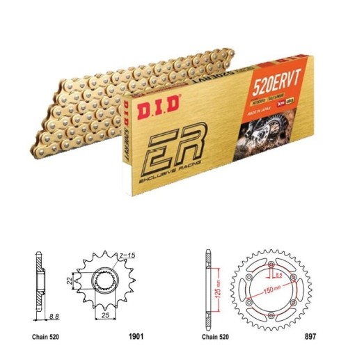 DID Řetězová sada D.I.D X.ring Exclusive Racing GOLD GAS GAS MC 250 rok 22-26