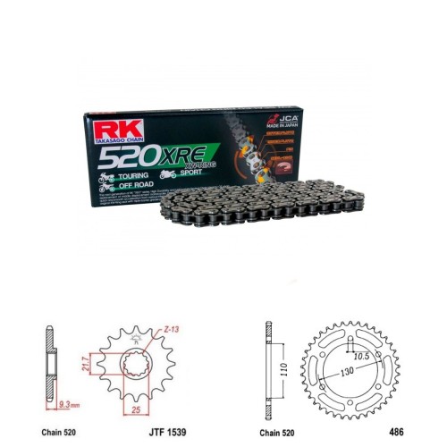 Řetězová sada RK W-ring KAWASAKI EX 500 Ninja rok 24-26
