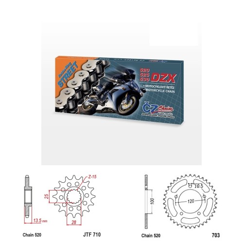 Řetězová sada s ČZ X-ring APRILIA 457 Tuono rok 25