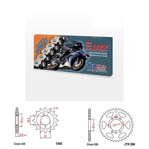 Řetězová sada s ČZ X-ring KTM 390 Enduro R rok 25-26