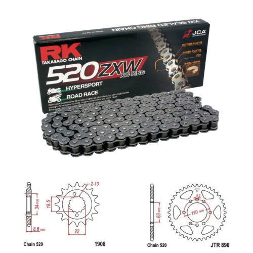 Řetězová sada RK ZW-ring KTM 390 Enduro R rok 25-26