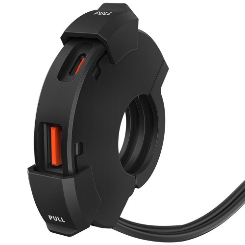 USB zásuvka/napájecí kroužek na řidítka s rychlým nabíjením QC 3.0 + PD - 48W