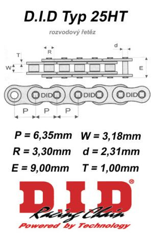 D.I.D Rozvodový řetěz DID YAMAHA TT-R 125 L/ LE (05-) rok 05-15