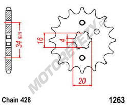 Řetězové kolečko YAMAHA XT Z 125 (02-04) rok 02-04