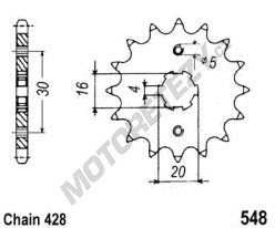 Řetězové kolečko YAMAHA TT-R 125 L/ LE (05-) rok 05-22