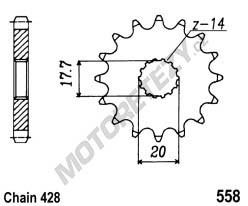 Řetězové kolečko YAMAHA DT 125 X rok 05-06