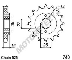 Řetězové kolečko DUCATI 916 Sport Touring ST4 (99-01) rok 99-01