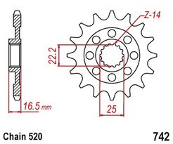 Řetězové kolečko DUCATI 821 Monster/Dark/Stripe rok 14-20