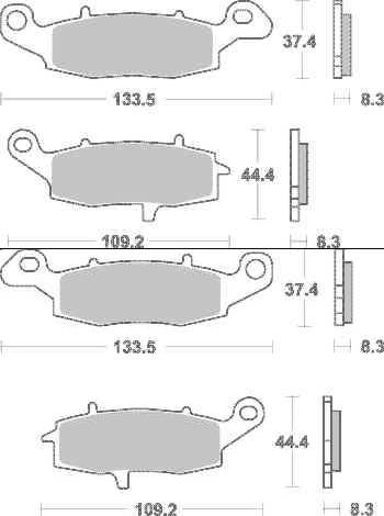 Sada brzdových destiček SBS přední KAWASAKI VN 1700 Classic Tourer rok 09-14